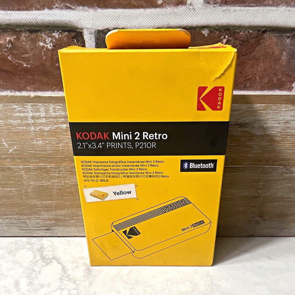 Kodak Mini 2 Retro P210R Bluetooth Dye-Sub Mobile Photo Printer 2.1x3.4" Yellow